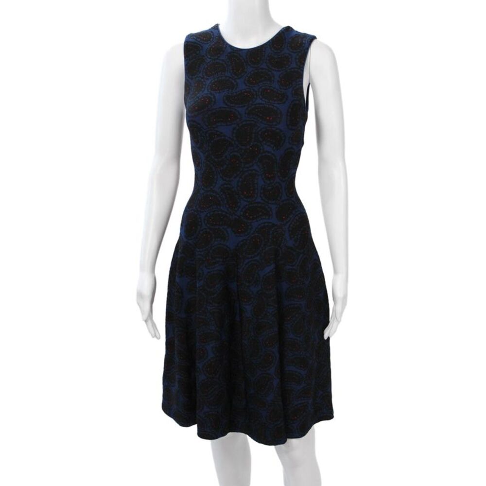 Issa Women Dark Blue Fit & Flare Dress Polyester Knee Length Sleeveless Size XS